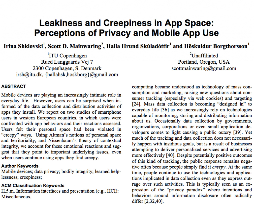 Leakiness and creepiness in app space